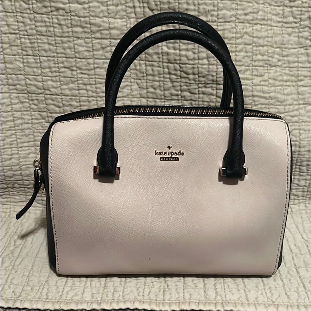 Kate Spade Black and Cream Satchel with Structured Design